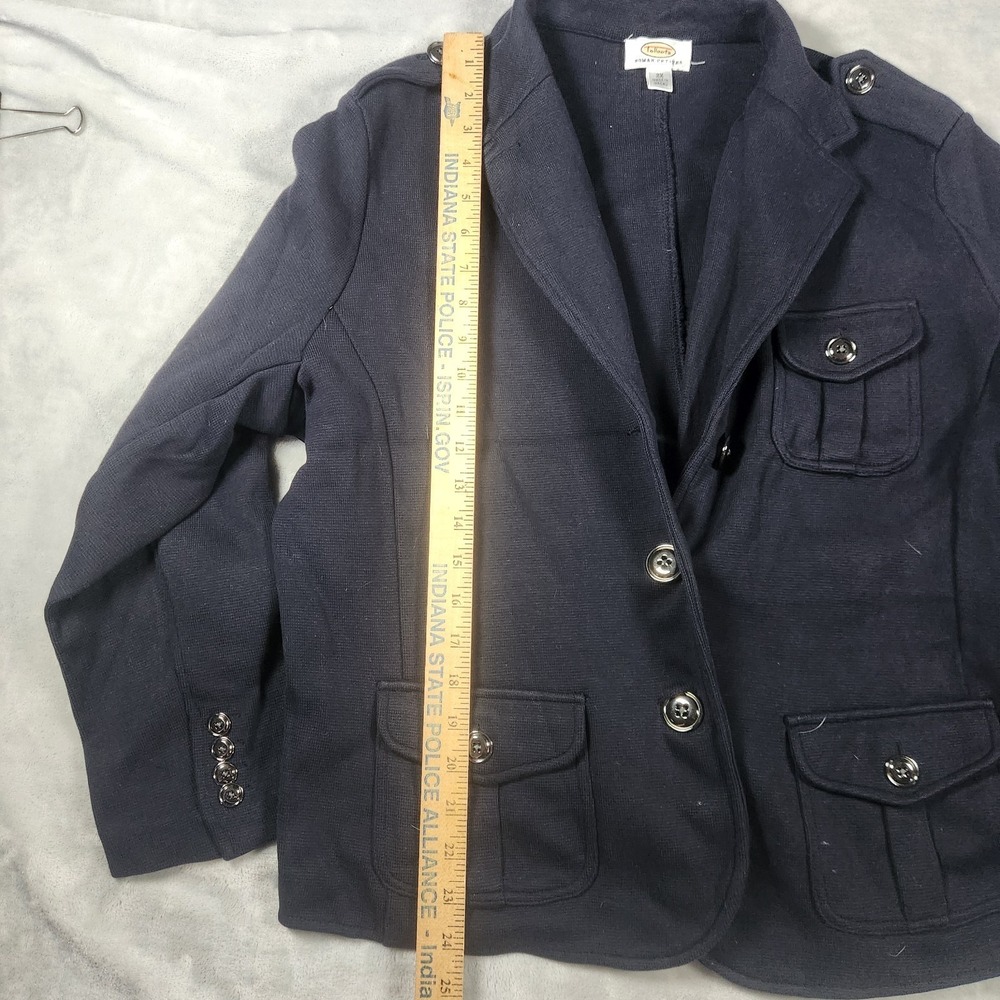 Talbots Womens Cotton Blazer Navy Size 2X Petite Preppy Academia Business